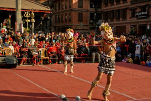 Masked performance during Bhaktapur Mahotsav, Bhaktapur